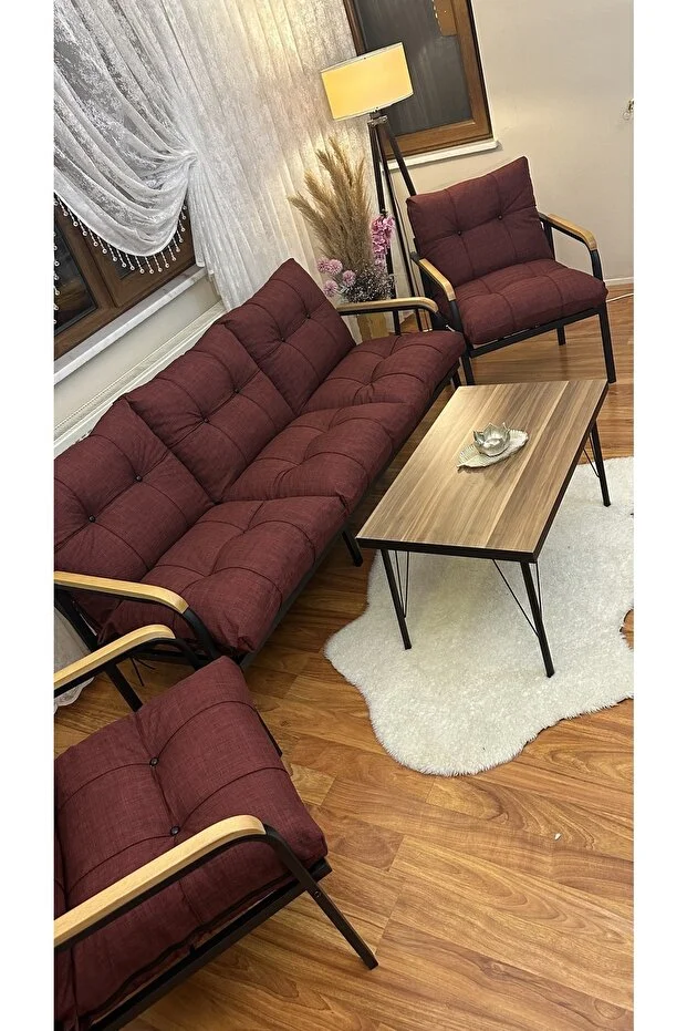 Style Home Erciyes Balkon, Bahçe, Cafe - Metal Kanepe Koltuk Takımı - 3 1 1 Sehpa